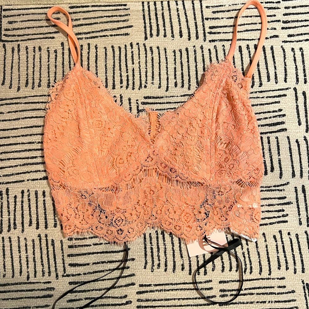 Blush strappy lace bralette